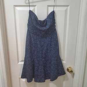 American eagle dotted circle print strapless mini dress